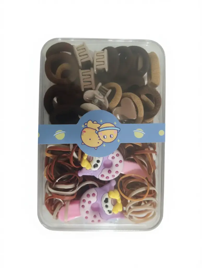 girls’ stylish rubber bands & clips set (combo pack)